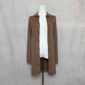 Promesa Warm Toffee Knit Cardigan Dramatic Open Back Cutout Great For Layering